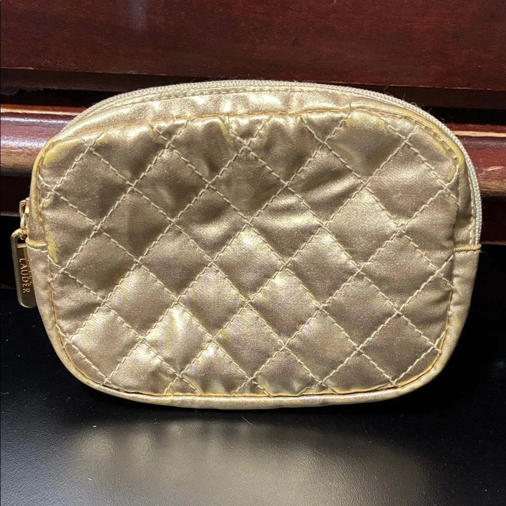Vintage Gold Quilted cosmetics bag